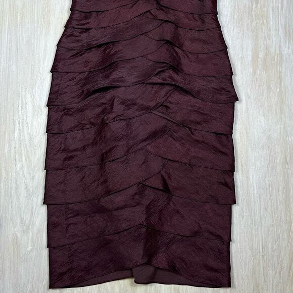 Adrianna Papell Taffeta Shutter Iridescent V-Neck Pleated Ruffle Sheath Dress 6 - Picture 5 of 16